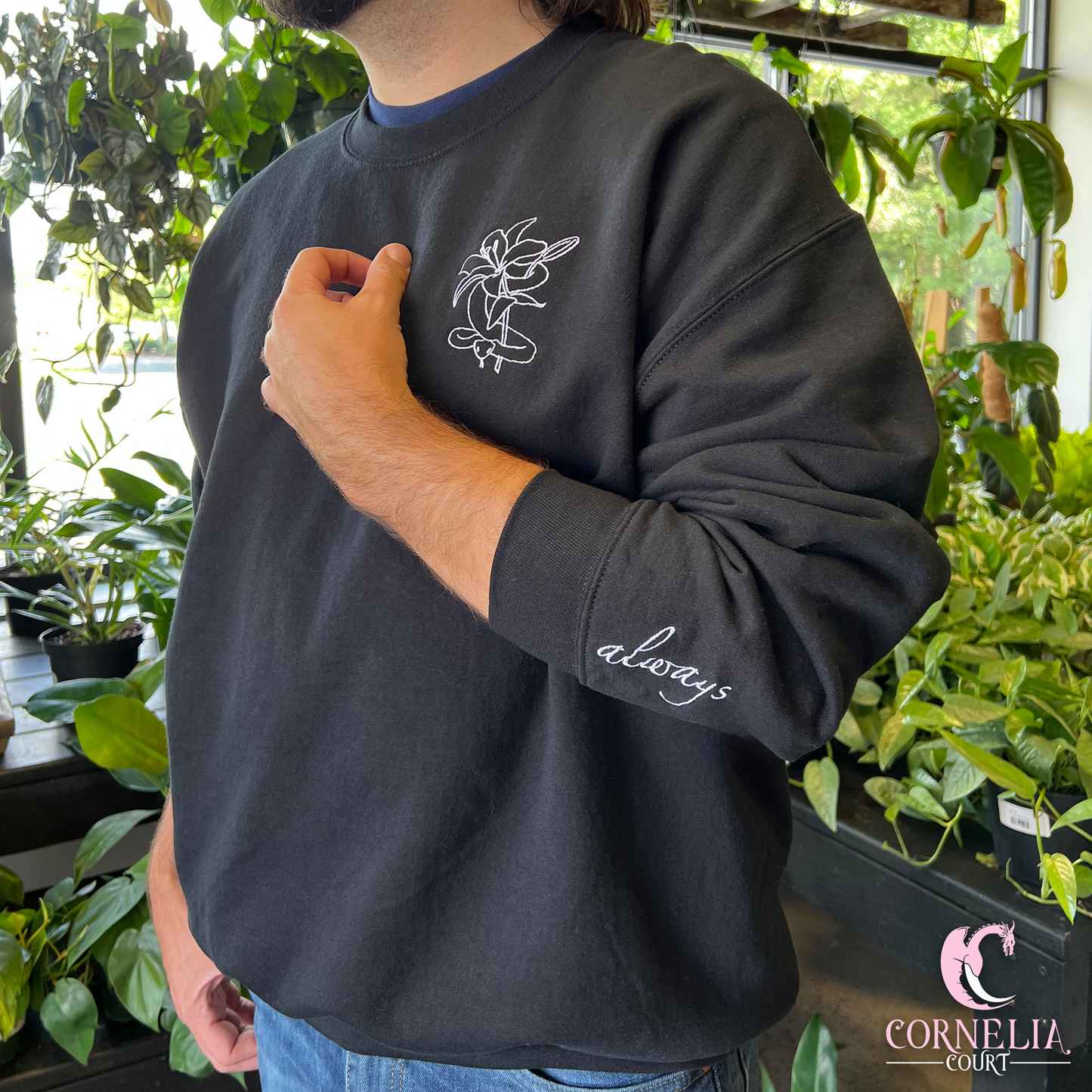 'Always' Embroidered Crewneck Sweatshirt